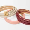 Double bracelet torsadé en cuir de veau Light Ghost/Burgundy