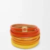 Double bracelet torsadé en cuir de veau Orange vif/Jaune