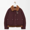 Doudoune en shearling et coton mélangé Bordeaux
