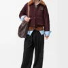 Doudoune en shearling et coton mélangé Bordeaux