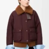 Doudoune en shearling et coton mélangé Bordeaux