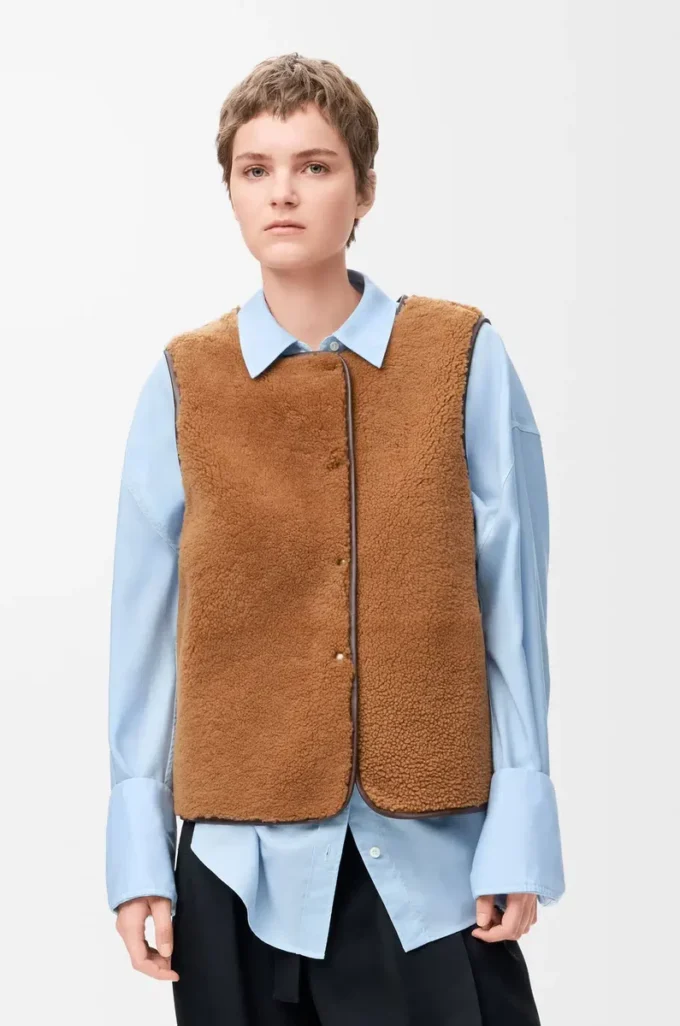 Doudoune en shearling et coton mélangé Bordeaux