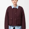 Doudoune en shearling et coton mélangé Bordeaux