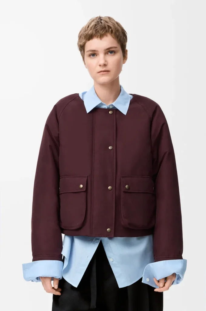 Doudoune en shearling et coton mélangé Bordeaux