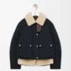 Doudoune en shearling et coton mélangé Noir