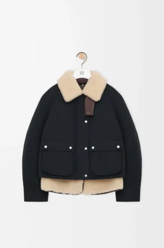 Doudoune en shearling et coton mélangé Noir