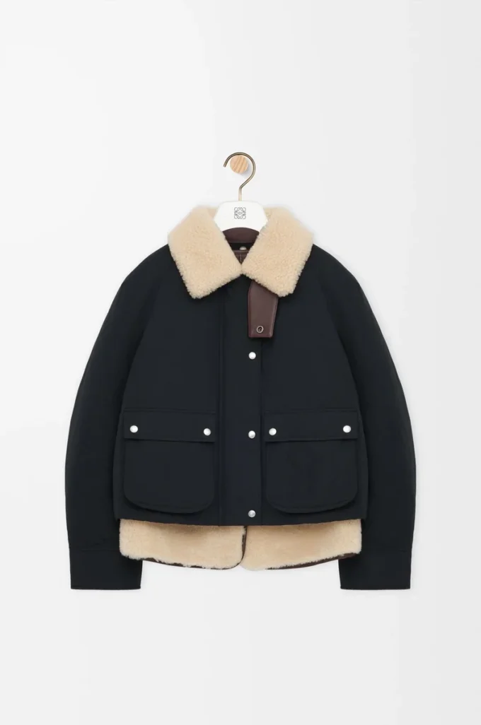 Doudoune en shearling et coton mélangé Noir