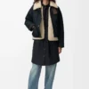 Doudoune en shearling et coton mélangé Noir