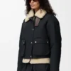 Doudoune en shearling et coton mélangé Noir