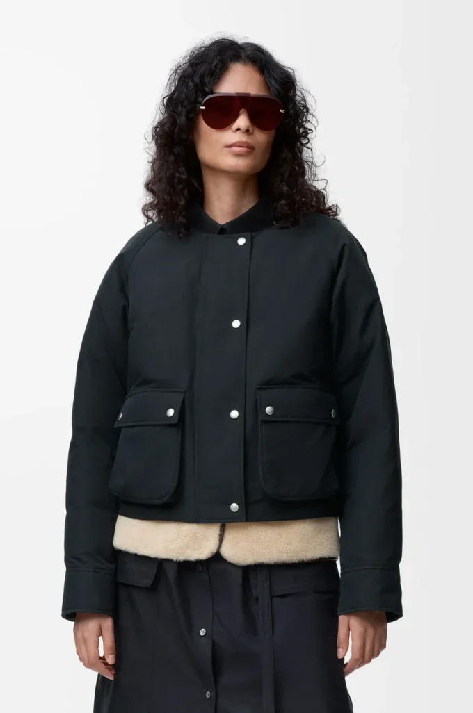 Doudoune en shearling et coton mélangé Noir
