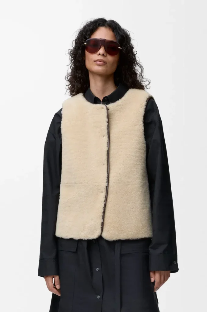 Doudoune en shearling et coton mélangé Noir