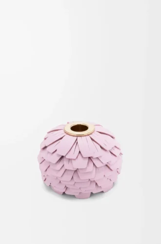 Dés fleuris en cuir de veau classique rose clair