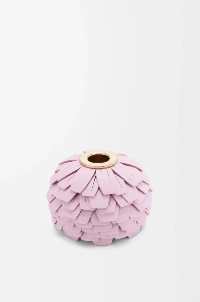 Dés fleuris en cuir de veau classique rose clair