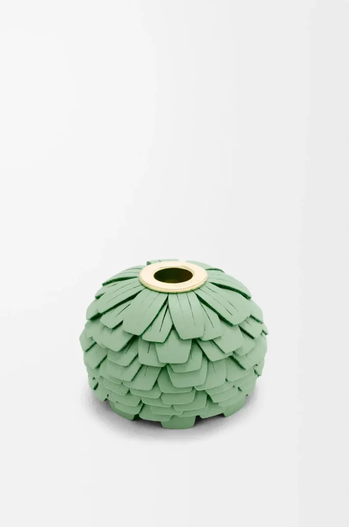 Dés fleuris en cuir de veau classique vert menthe
