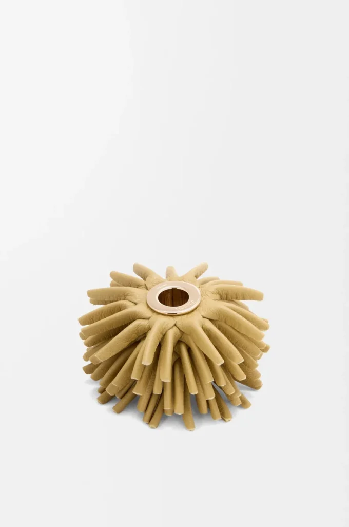 Dés Flower en cuir de veau classique Pale Yellow Glaze