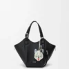 Porte-clés Futurist Cat en cuir de veau blanc/bleu