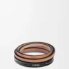 Ensemble de deux bracelets en cuir de veau classique noir/tan