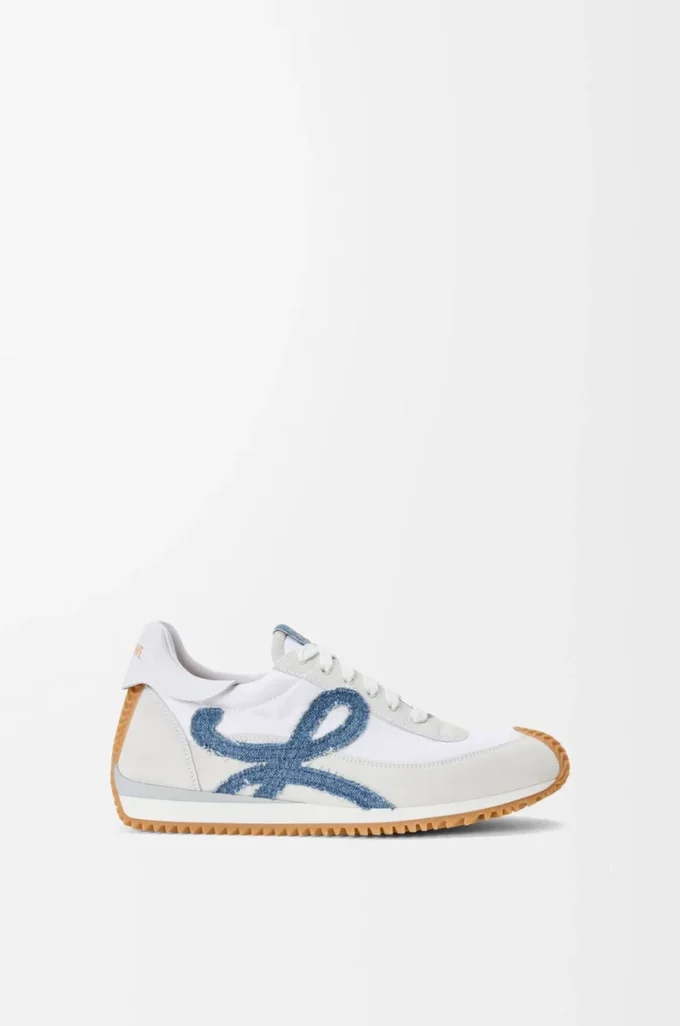Flow Runner 2.0 en nylon et daim Blanc/Denim clair