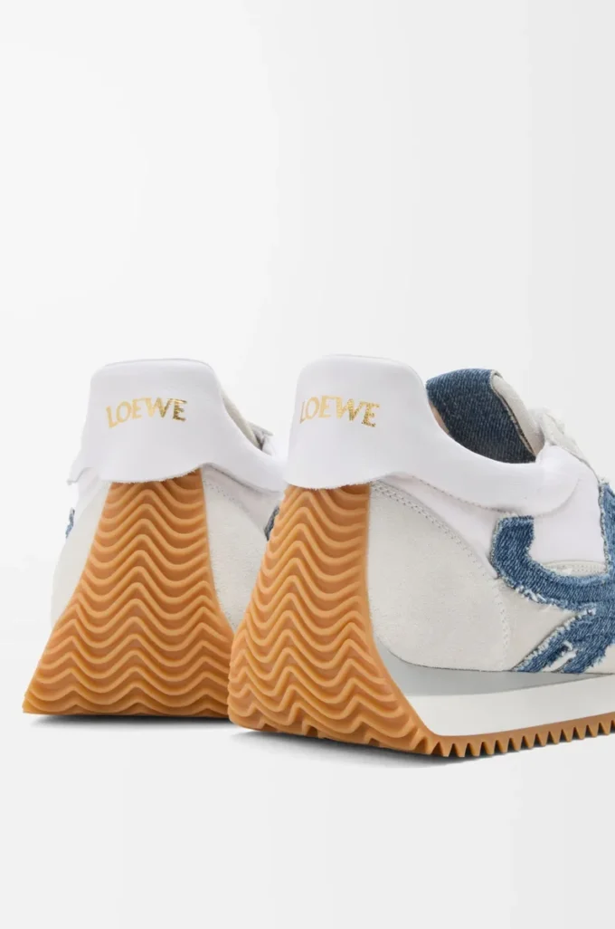 Flow Runner 2.0 en nylon et daim Blanc/Denim clair