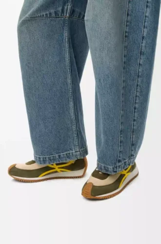Flow Runner 2.0 en nylon et daim Crème/Jaune/Vert olive