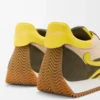 Flow Runner 2.0 en nylon et daim Crème/Jaune/Vert olive