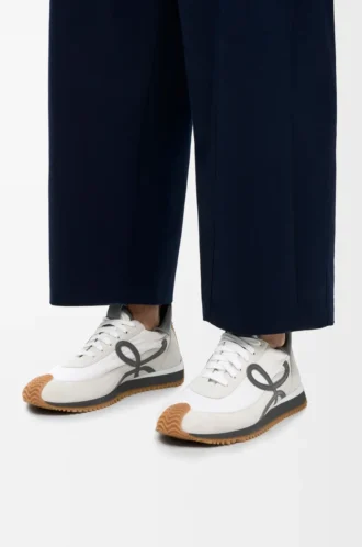 Flow Runner en nylon et daim bleu anthracite/blanc