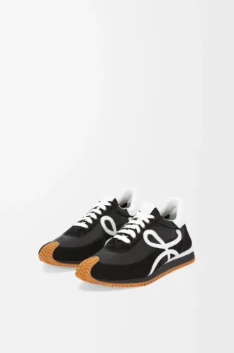 Flow Runner en nylon et daim Noir/Blanc