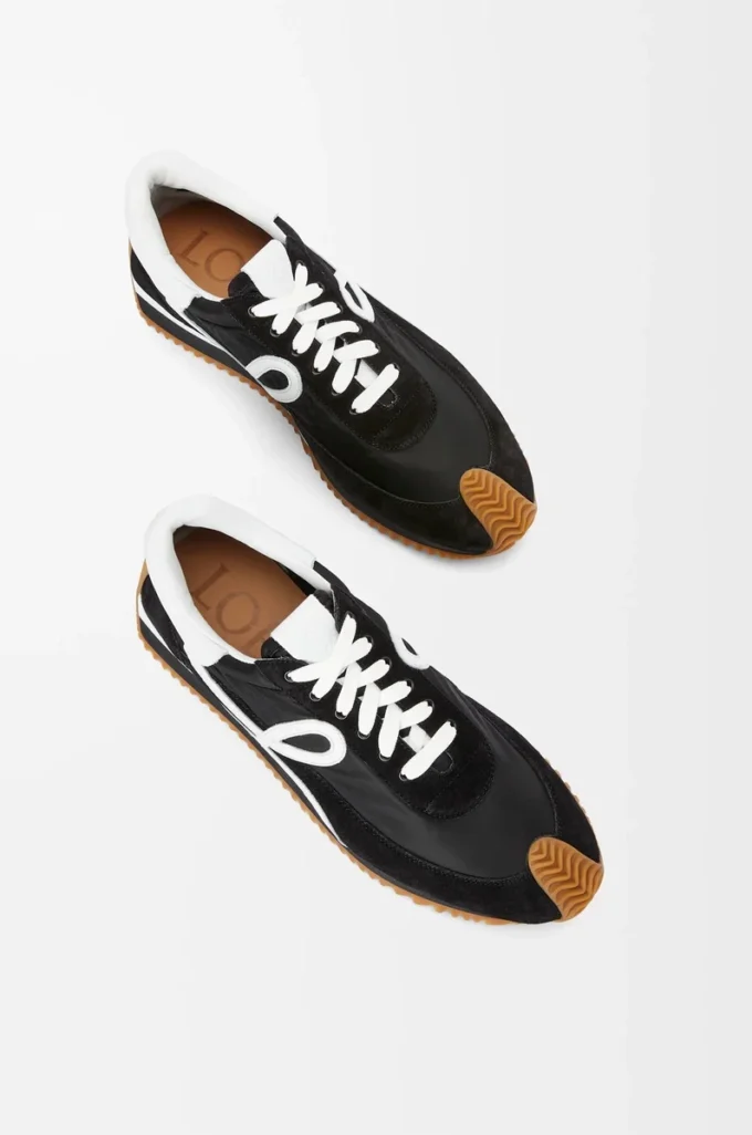 Flow Runner en nylon et daim Noir/Blanc