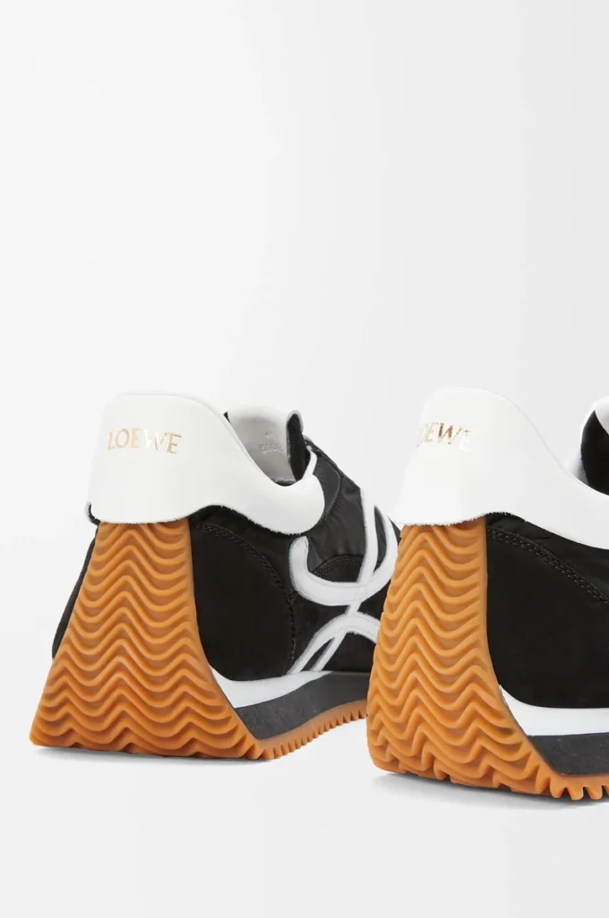 Flow Runner en nylon et daim Noir/Blanc