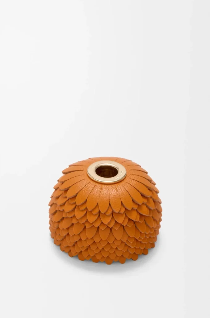 Flower dice en cuir de veau classique Orange