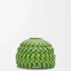 Flower dice en cuir de veau classique vert pomme