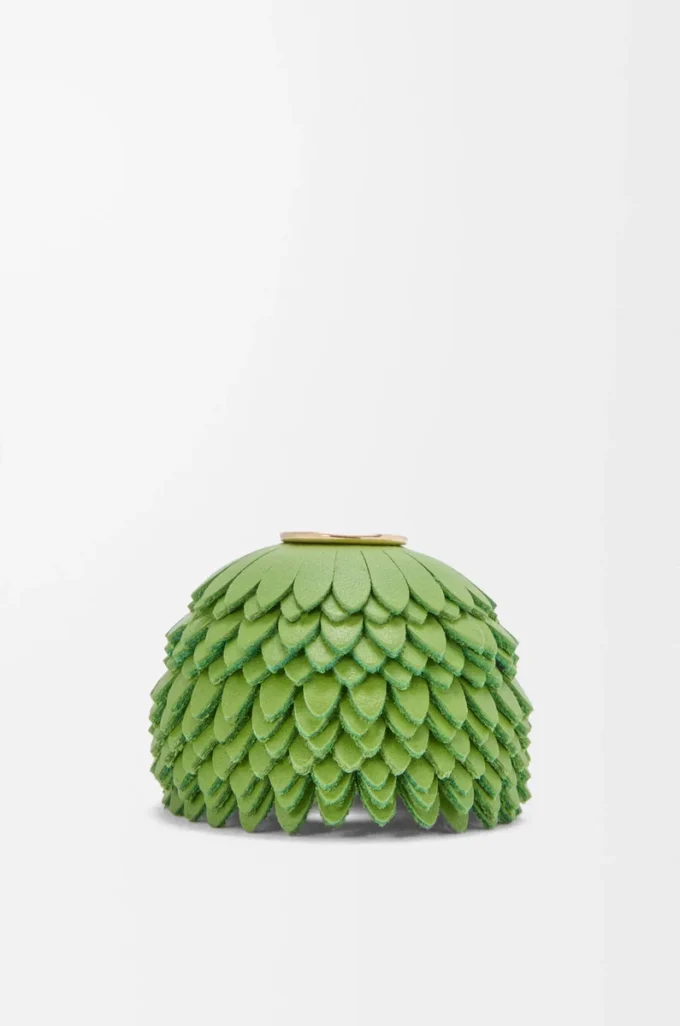 Flower dice en cuir de veau classique vert pomme