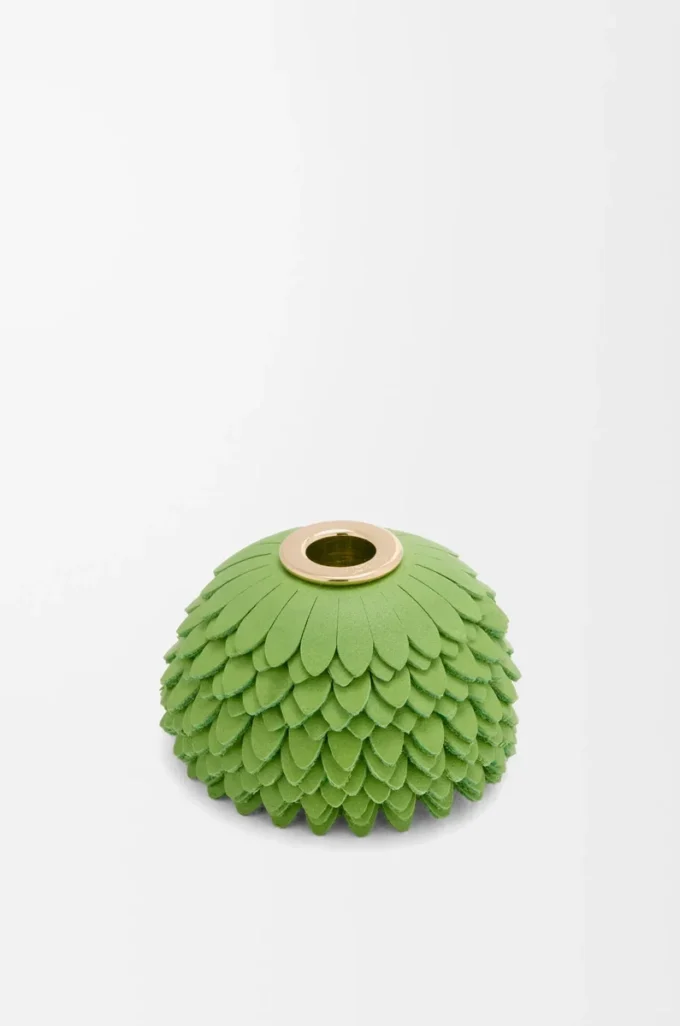 Flower dice en cuir de veau classique vert pomme