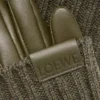 Gants en cachemire et cuir d&rsquo;agneau nappa Kaki foncé