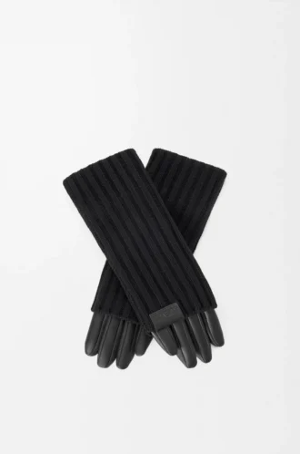 Gants en cachemire et cuir d&rsquo;agneau nappa Noir