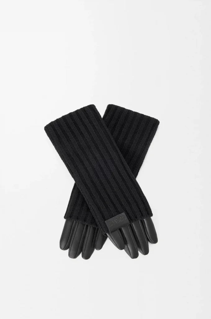 Gants en cachemire et cuir d’agneau nappa Noir Gants en cachemire et cuir d’agneau nappa Noir
