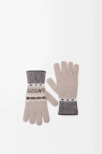 Gants en laine mélangée beige/multicolore