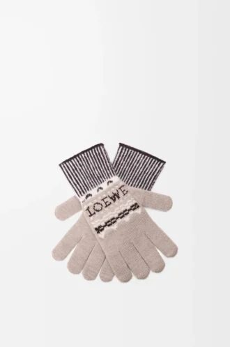 Gants en laine mélangée beige/multicolore