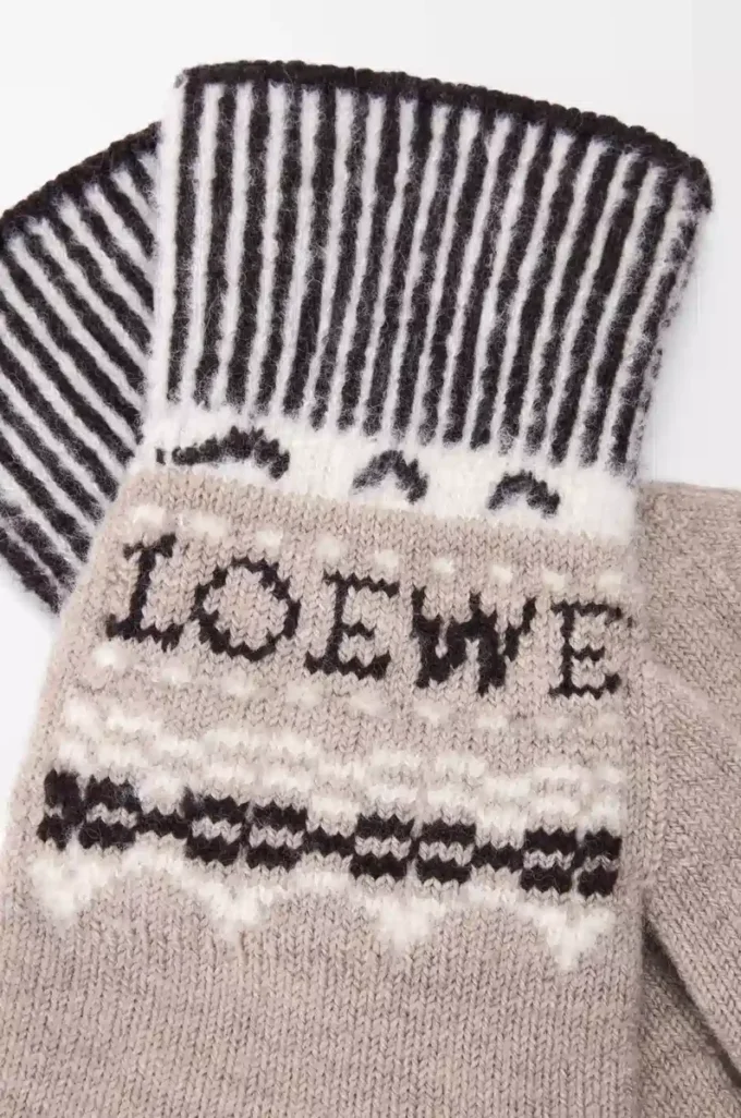 Gants en laine mélangée beige/multicolore