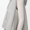 Gilet à capuche en peau lainée gris clair mélangé Gilet à capuche en peau lainée gris clair mélangé