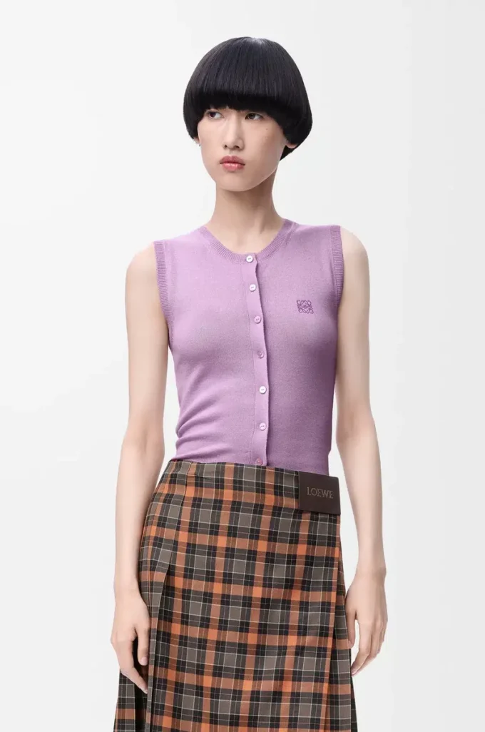 Gilet en cachemire et soie Lilas Gilet en cachemire et soie Lilas