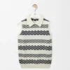 Gilet en jacquard de coton noir/blanc