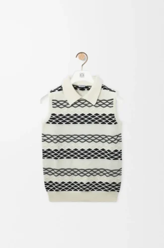 Gilet en jacquard de coton noir/blanc