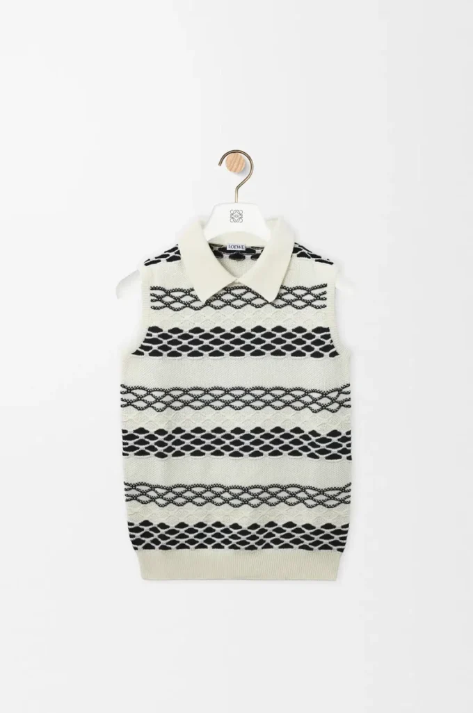 Gilet en jacquard de coton noir/blanc