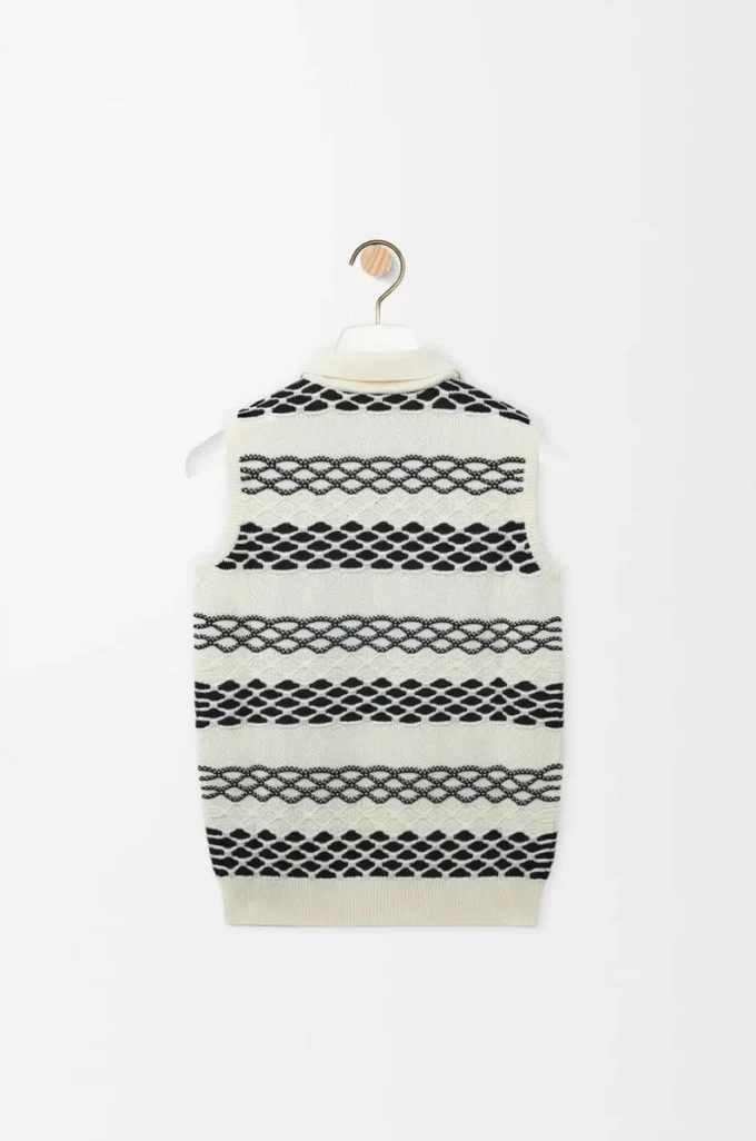 Gilet en jacquard de coton noir/blanc