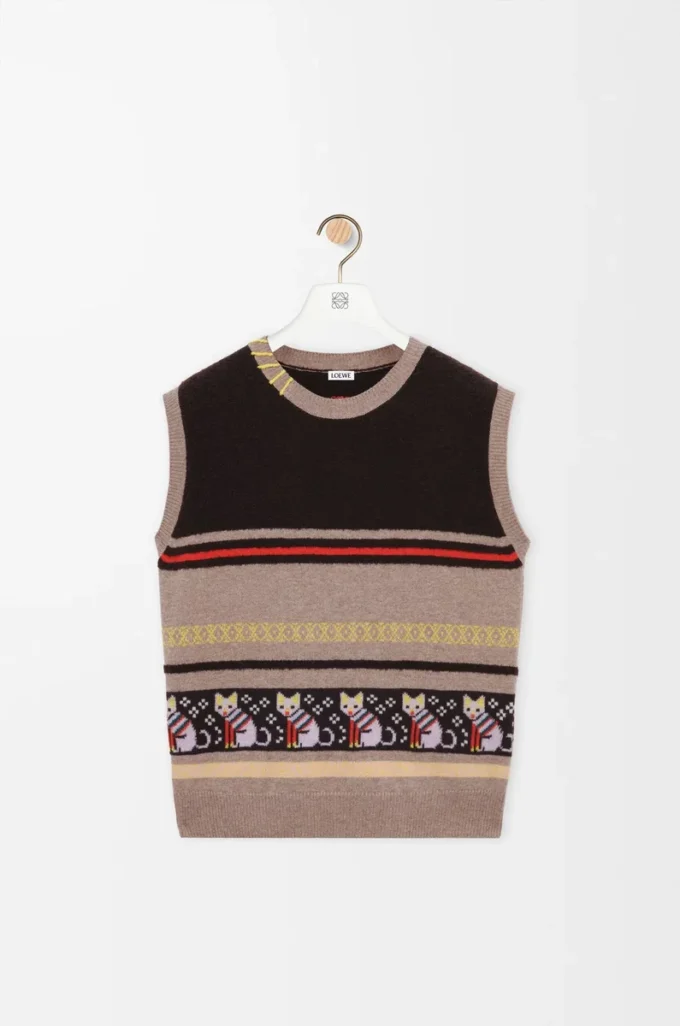 Gilet en laine et cachemire Beige/Multicolore Gilet en laine et cachemire Beige/Multicolore