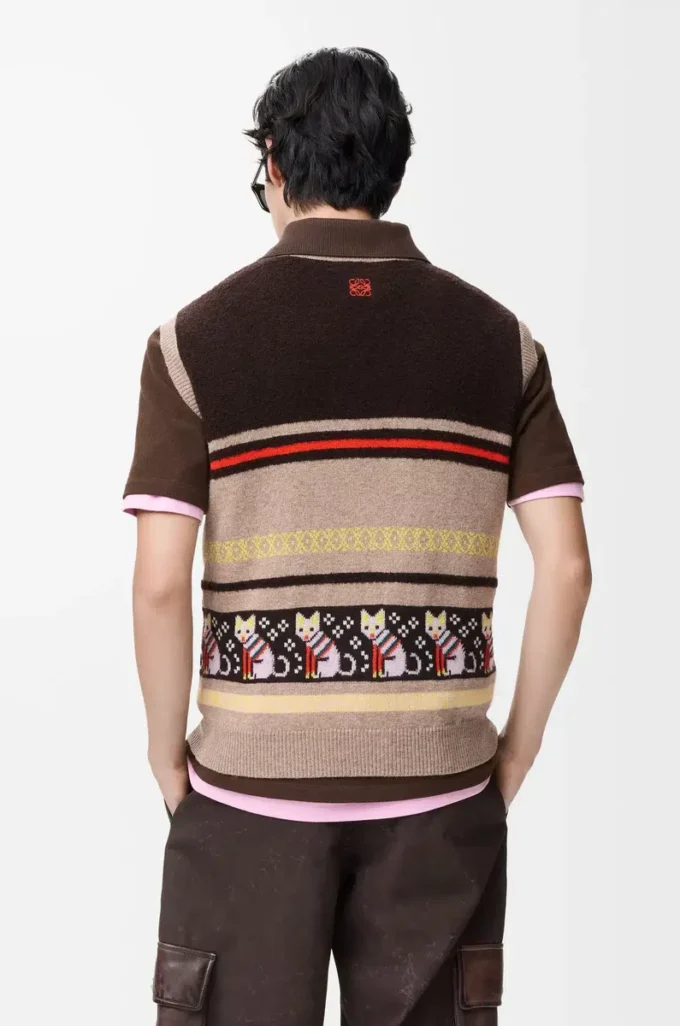 Gilet en laine et cachemire Beige/Multicolore Gilet en laine et cachemire Beige/Multicolore