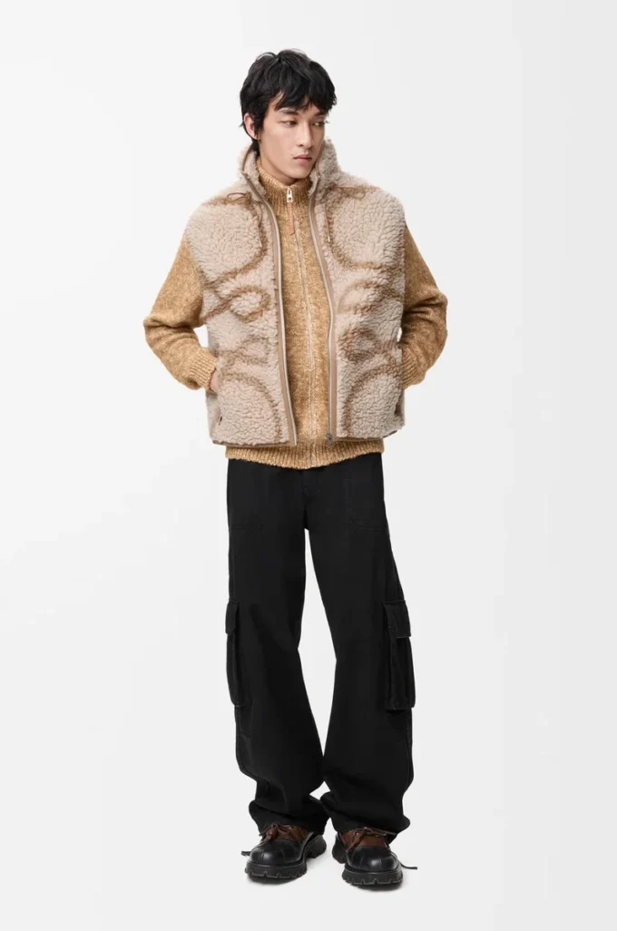 Gilet en laine mélangée Beige/Vert kaki Gilet en laine mélangée Beige/Vert kaki