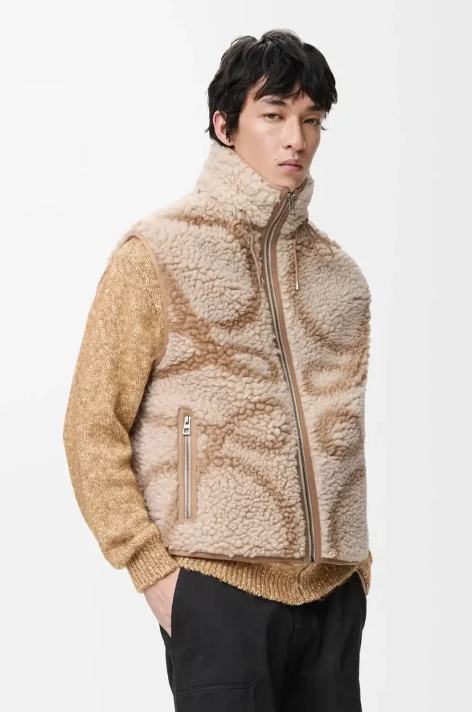 Gilet en laine mélangée Beige/Vert kaki Gilet en laine mélangée Beige/Vert kaki