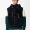 Gilet matelassé en peau lainée Marron/Bleu marine Gilet matelassé en peau lainée Marron/Bleu marine